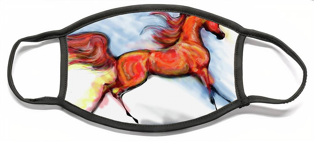 Arabian Horse Drawing Face Mask featuring the digital art Staceys Arabian Horse by Stacey Mayer