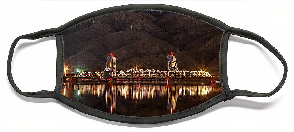 Lewiston Face Mask featuring the photograph Star over Blue Bridge by Brad Stinson