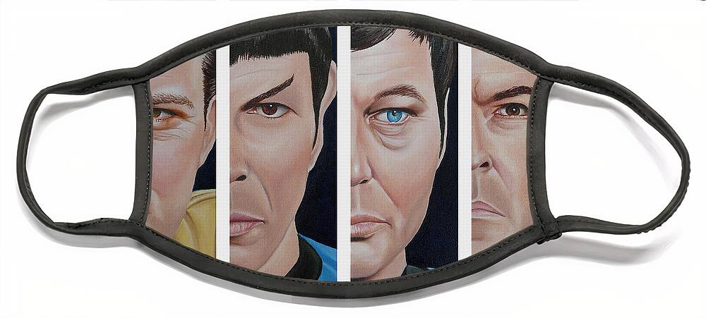 Star Trek Face Mask featuring the painting Star Trek Set One by Vic Ritchey