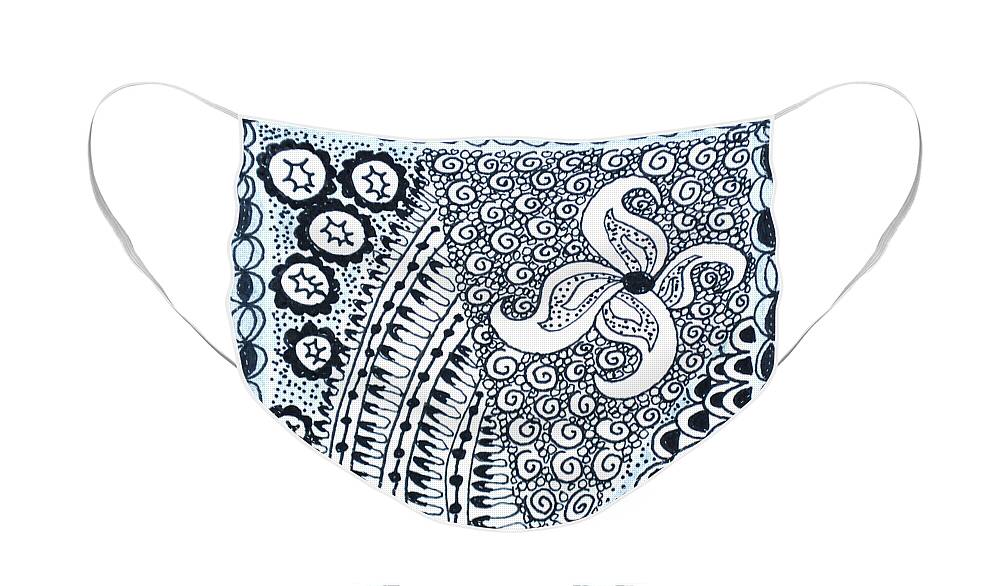 Zentangle Face Mask featuring the drawing Starfish by Carole Brecht