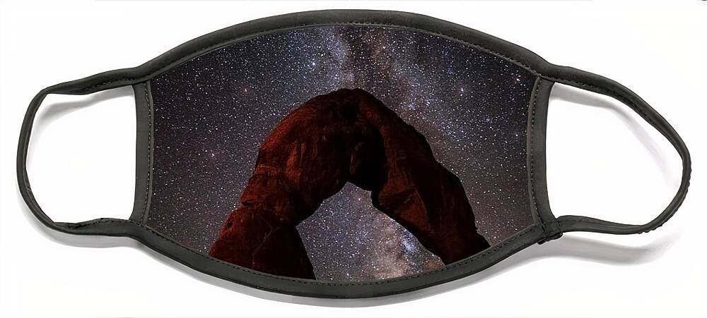 Stars Face Mask featuring the photograph Starry Night at Delicate Arch by Darren White