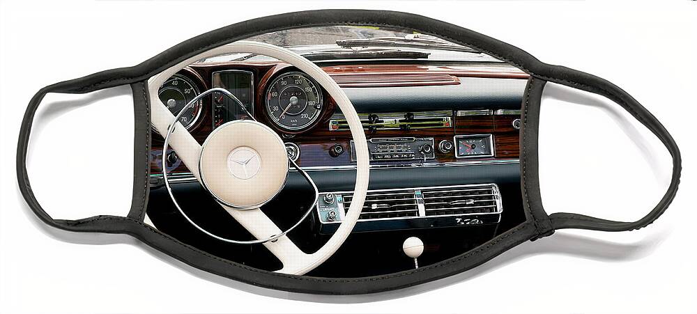 1940-1980 Face Mask featuring the photograph Steering wheel in old Mercedes by Arletta Cwalina