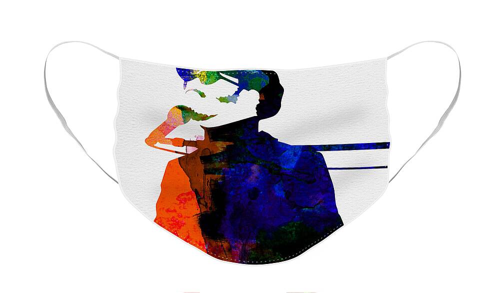 Stevie Wonder Face Mask featuring the painting Stevie Watercolor by Naxart Studio