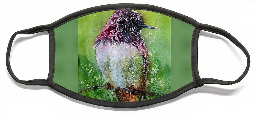 Hummingbird Face Mask featuring the mixed media Still for a Moment II by Carol Losinski Naylor