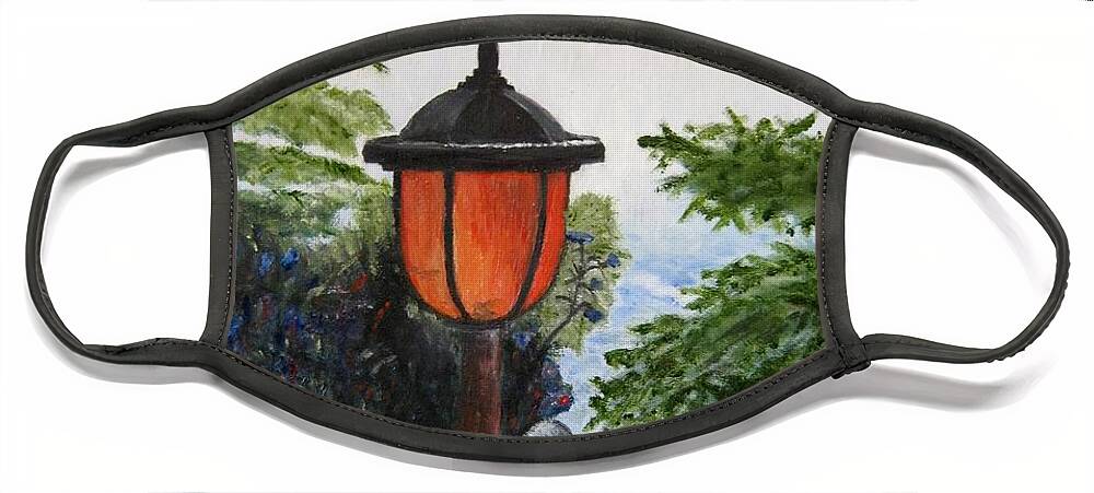 Solar Light Face Mask featuring the painting Storm on Lake of the Woods by Marilyn McNish