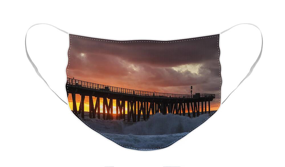 Beach Face Mask featuring the photograph Stormy Sunset by Ed Clark