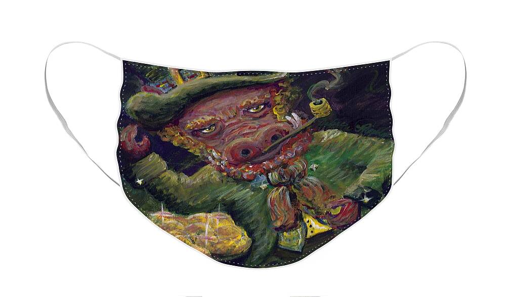 Hog Face Mask featuring the painting St.Patricks Day Pig by Nadine Rippelmeyer