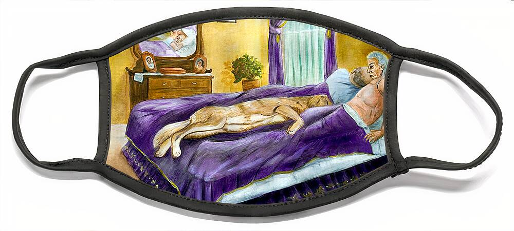 Bed Face Mask featuring the painting Strange Bedfellows by Dorothy Riley