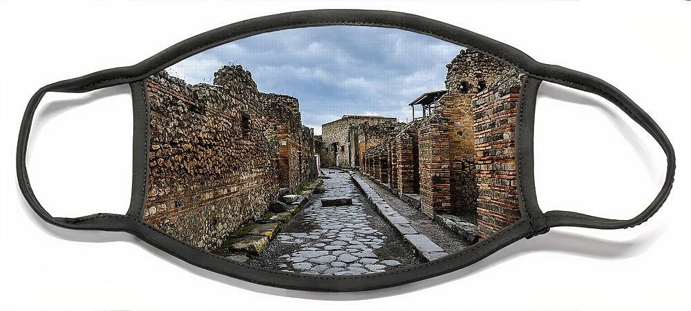 Ancient Face Mask featuring the photograph Streets of Pompeii 2 by Debra Martz