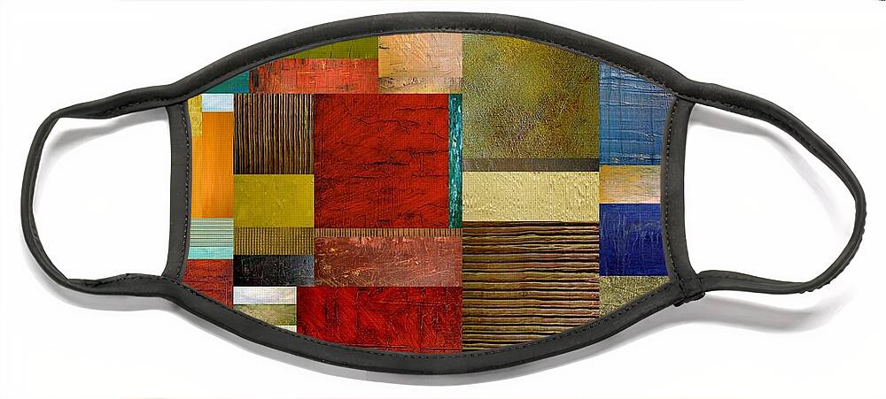 Textural Face Mask featuring the painting Strips and Pieces l by Michelle Calkins