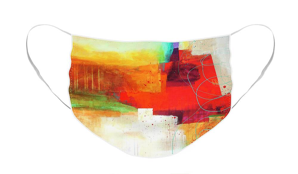 Abstract Art Face Mask featuring the painting Caught in the Headlights by Jane Davies