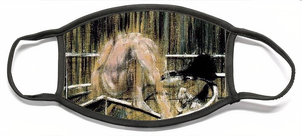Francis Bacon Face Mask featuring the painting Study for Crouching Nude by Francis Bacon