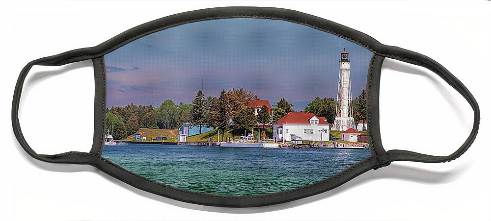 Lighthouse Face Mask featuring the photograph Sturgeon Bay Ship Canal Light Tower by Susan Rissi Tregoning