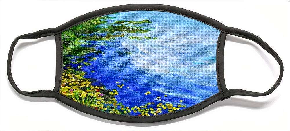 Lake Face Mask featuring the painting Summer at the Lake by Anne Marie Brown