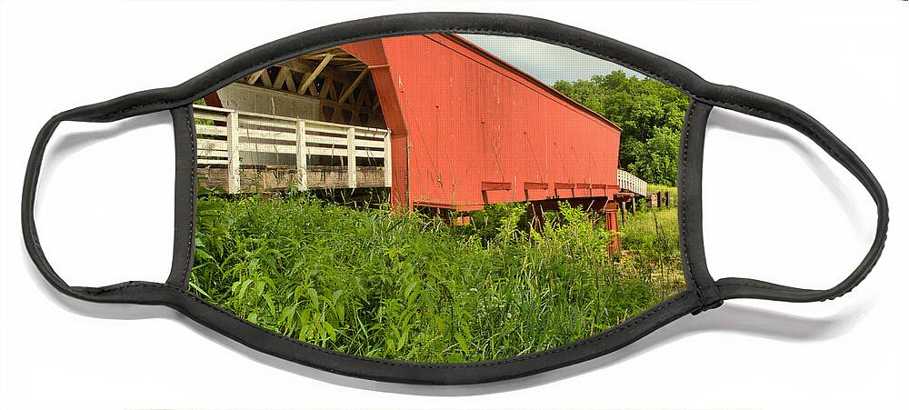 Roseman Face Mask featuring the photograph Summer At The Roseman Covered Bridge by Adam Jewell
