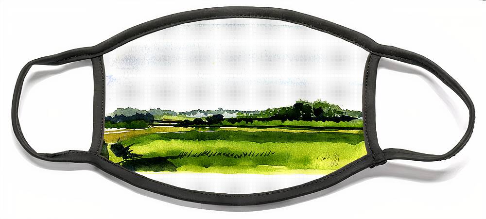Landscape Face Mask featuring the painting Summer Bog at Marstons Mills by Paul Gaj