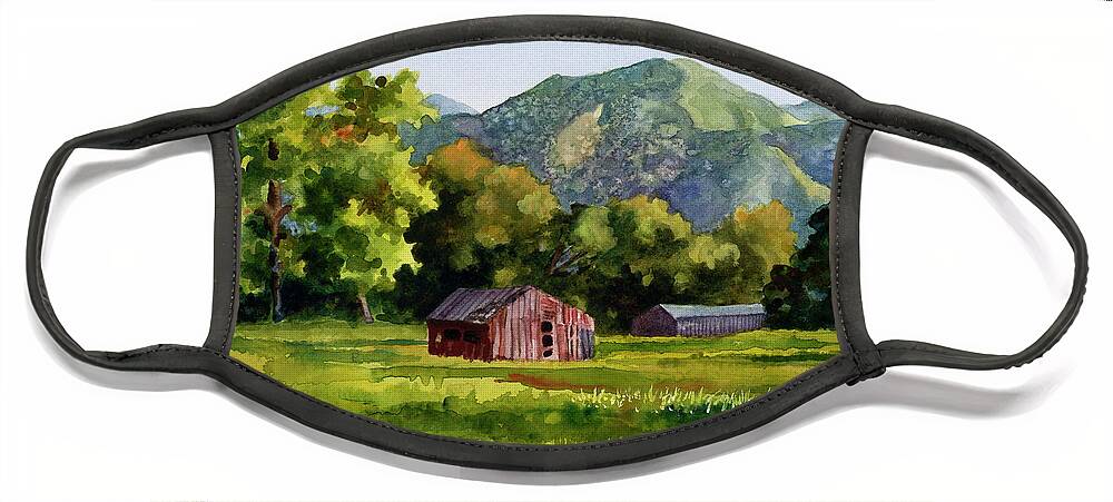 Barn Painting Face Mask featuring the painting Summer Evening by Anne Gifford