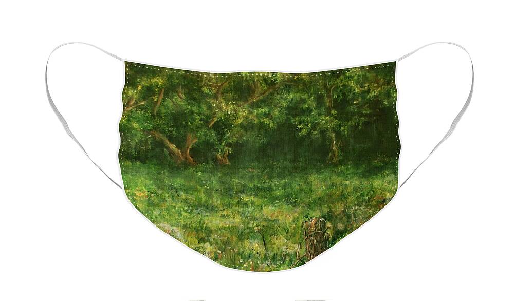 Green Face Mask featuring the painting Summer Meadow by Mary Wolf