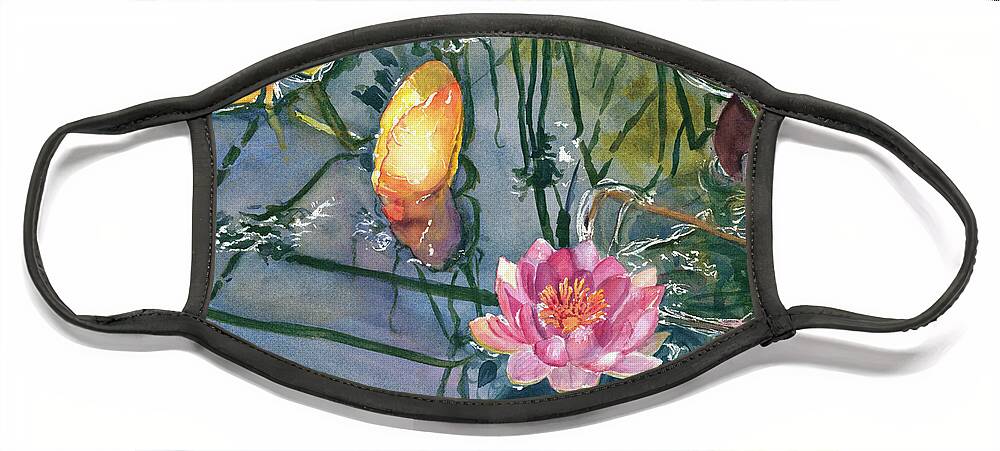 Lily Face Mask featuring the painting Summer Pond by Madeleine Arnett