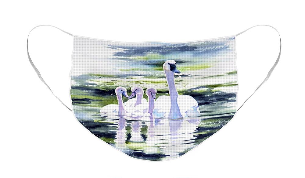 Summer Face Mask featuring the painting Summer Swans by Marsha Karle