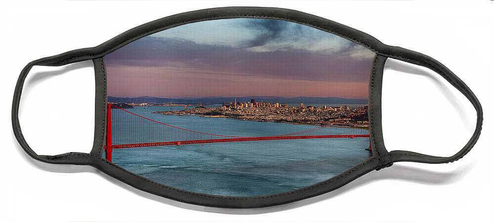 Golden Gate Bridge Face Mask featuring the photograph Sun Set on San Francisco by Paul Freidlund