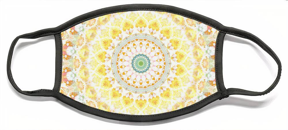 Sunflower Face Mask featuring the painting Sunflower Mandala- Abstract Art by Linda Woods by Linda Woods