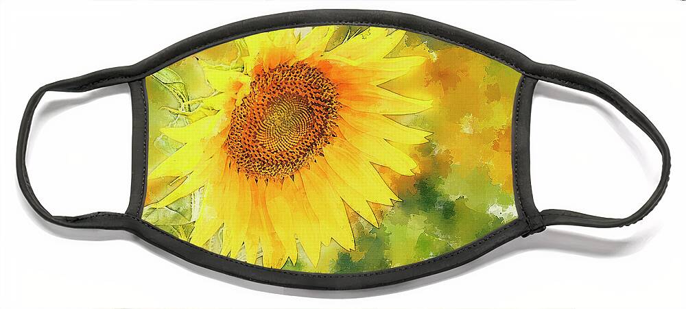 Sunflower Face Mask featuring the digital art Sunflowers I by Hernan Bua