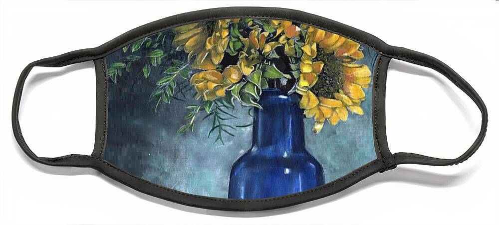 Sunflower Face Mask featuring the painting Sunflowers by John Neeve