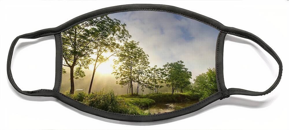 Appalachia Face Mask featuring the photograph Sunrays on the Creek by Debra and Dave Vanderlaan