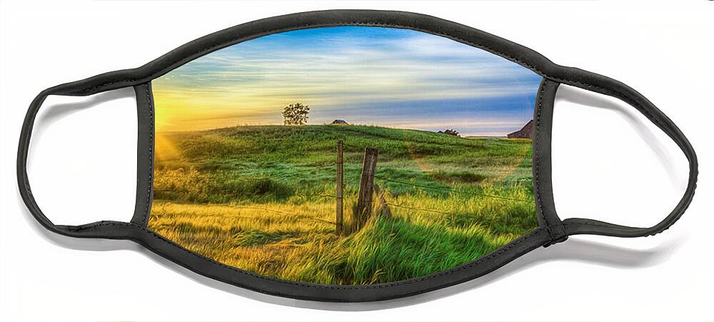 Natural Forms Face Mask featuring the photograph Sunrise at the Gate by Rikk Flohr