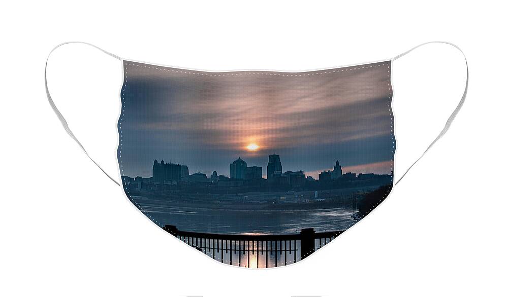 Skyline Face Mask featuring the photograph Sunrise from Kaw Point by Jeff Phillippi