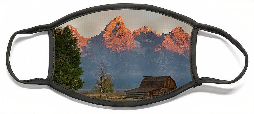 Grand Teton Face Mask featuring the photograph Sunrise in Jackson Hole by Steve Stuller