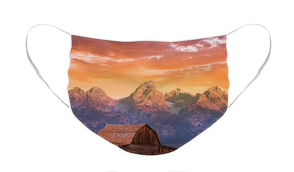 Grand Teton Face Mask featuring the photograph Sunrise on the Ranch by Darren White