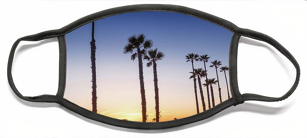 Beach Face Mask featuring the photograph Sunset at Oceanside Pier by David Levin