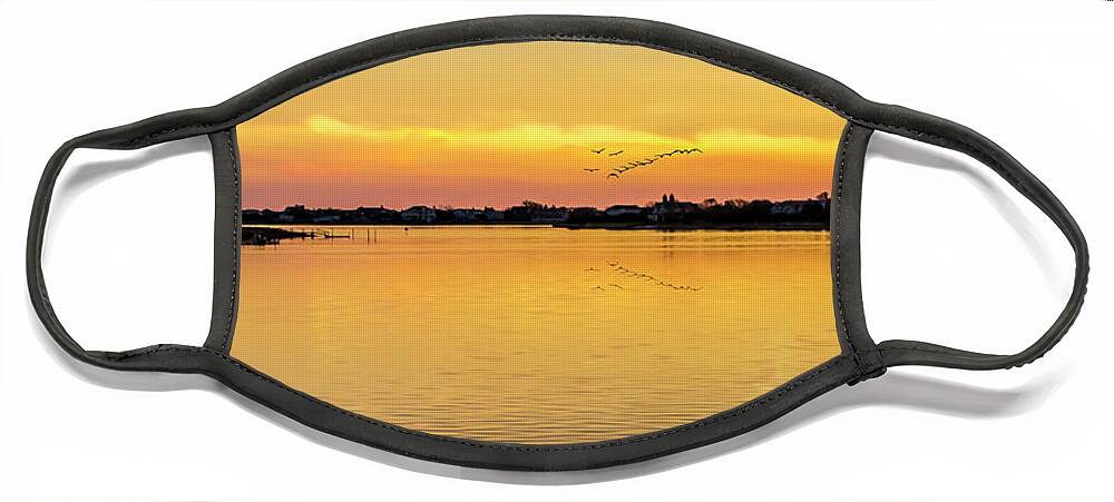 Sunset Face Mask featuring the photograph Sunset At Quogue Long Island by Cathy Kovarik