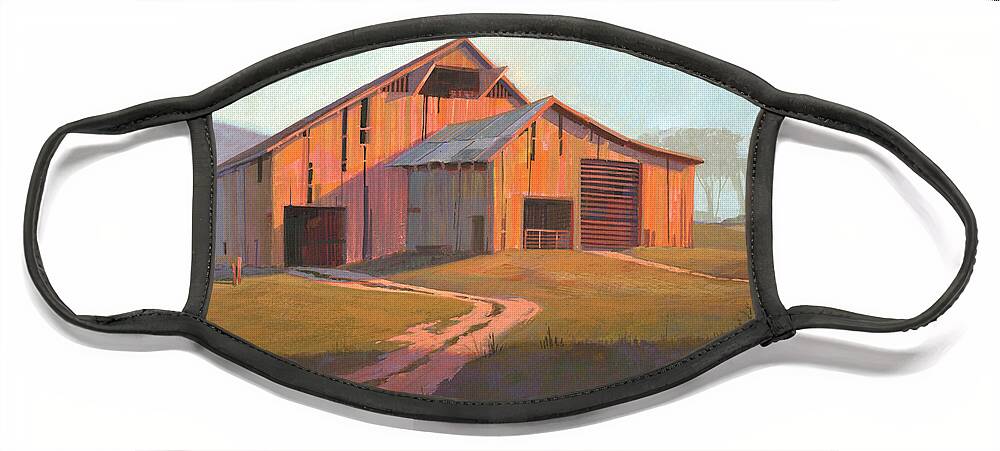 Michael Humphries Face Mask featuring the painting Sunset Barn by Michael Humphries