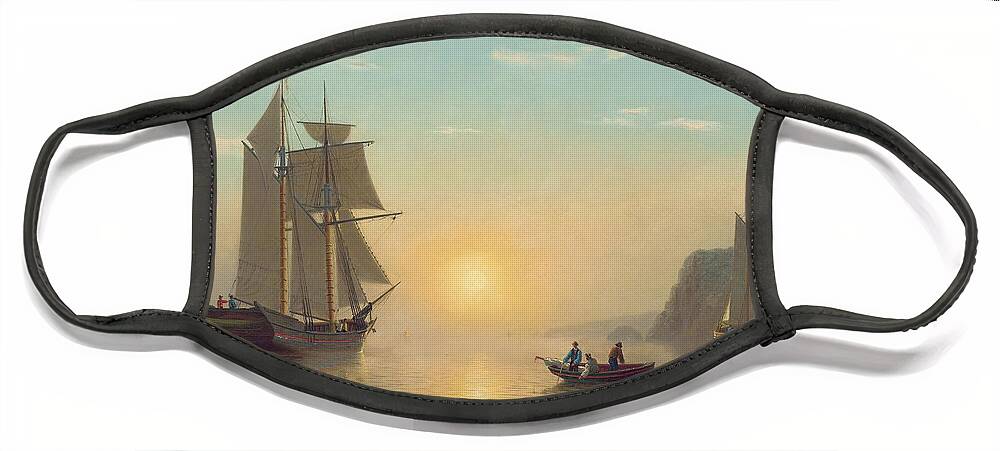 Boat Face Mask featuring the painting Sunset Calm in the Bay of Fundy by William Bradford