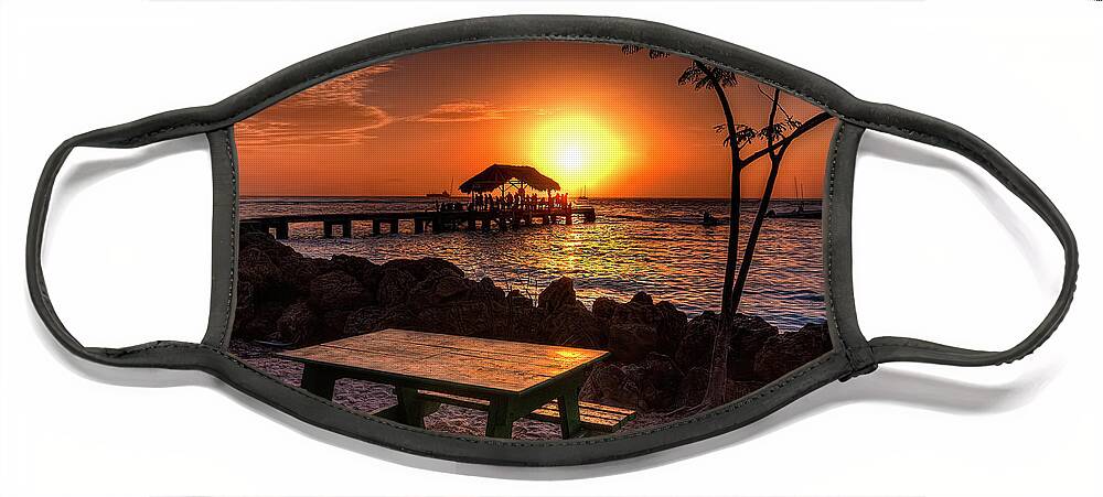 Tobago Face Mask featuring the photograph Sunset in paradise by Sharon Ann Sanowar