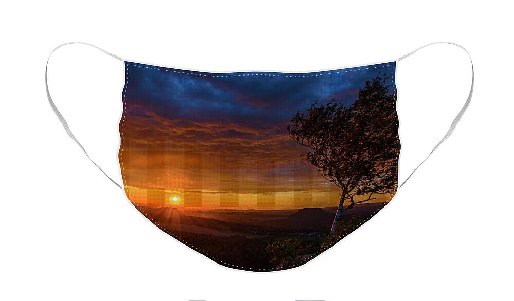 Nature Face Mask featuring the photograph Sunset in Saxonian Switzerland by Andreas Levi