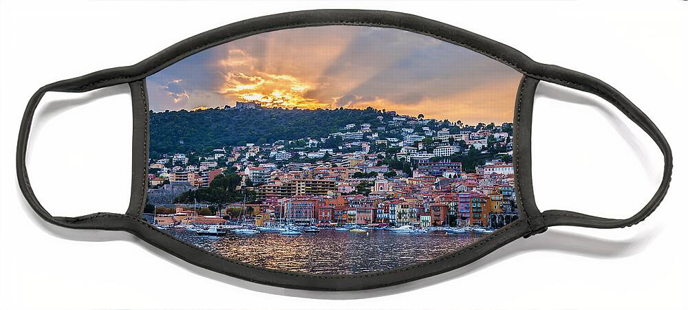 Villefranche-sur-mer Face Mask featuring the photograph Sunset in Villefranche-sur-Mer by Elena Elisseeva