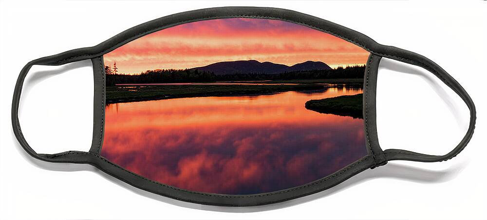 Sunset Face Mask featuring the photograph Sunset over Acadia National Park by Holly Ross