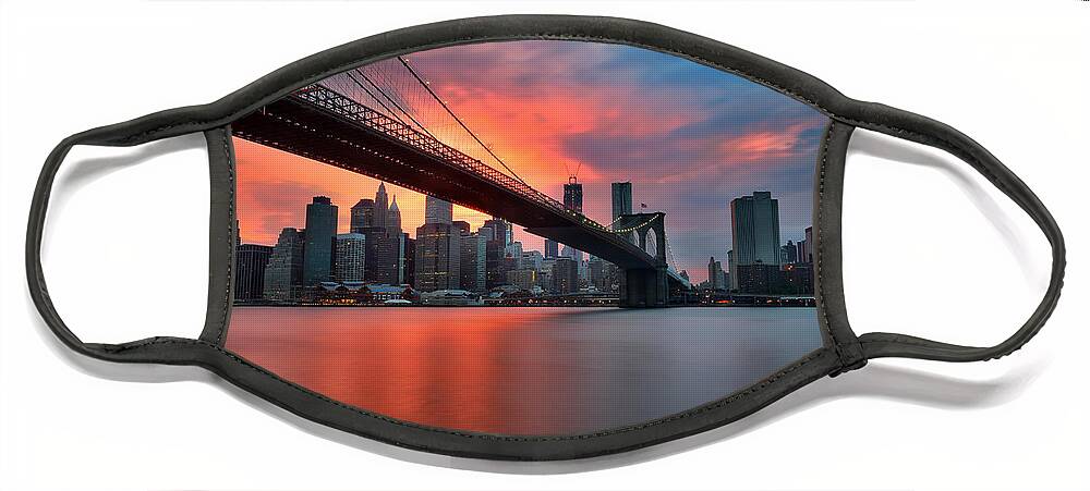 Sunset Face Mask featuring the photograph Sunset over Manhattan by Larry Marshall