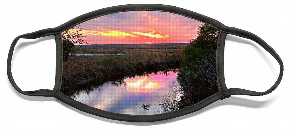 Nature Face Mask featuring the photograph Sunset Over The Marsh by Christopher Holmes