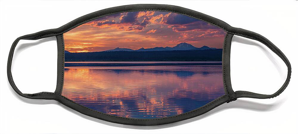 Sunset Face Mask featuring the photograph Sunset Reflections by Randy Robbins