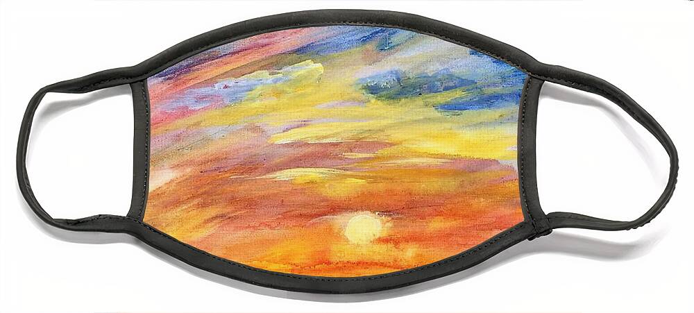 Sunset Face Mask featuring the painting Sunset Sail by Deb Stroh-Larson