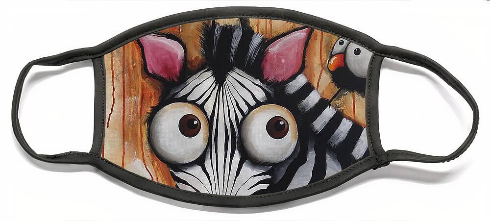 Zebra Face Mask featuring the painting Sunset Zebra by Lucia Stewart