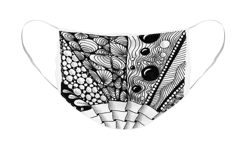 Zentangle Face Mask featuring the drawing Sunsplosion by Jan Steinle