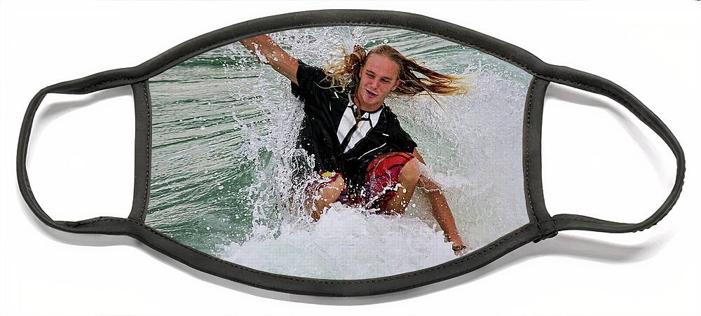 Surfing Cocoa Beach Face Mask featuring the photograph Surfing Cocoa Beach by Pat Cook