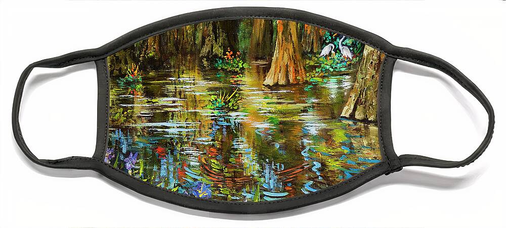 Louisiana Wildflower Iris Face Mask featuring the painting Swamp Iris by Dianne Parks