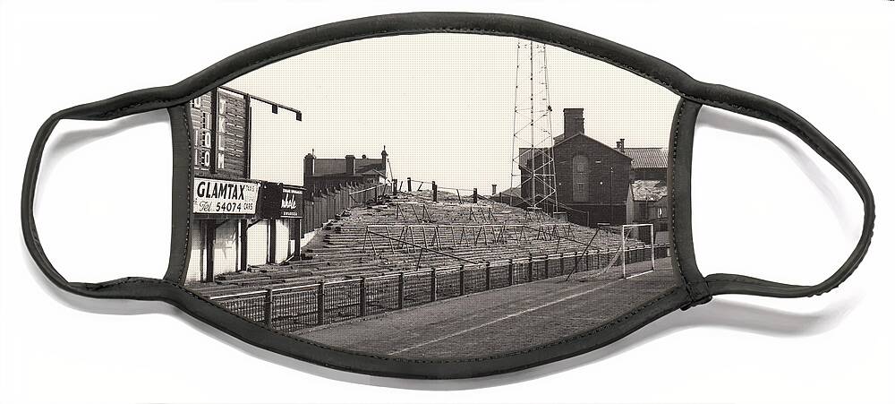  Face Mask featuring the photograph Swansea - Vetch Field - East Terrace 1 - BW - 1960s by Legendary Football Grounds